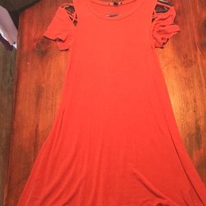 Burnt orange below the knee dress